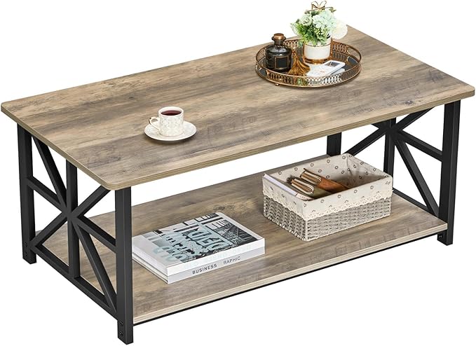 Farmhouse Coffee Table with Round Corners — 39" Gray Wash