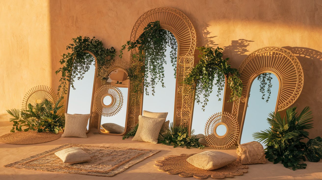 Boho-Style Mirrors with Carved Frames