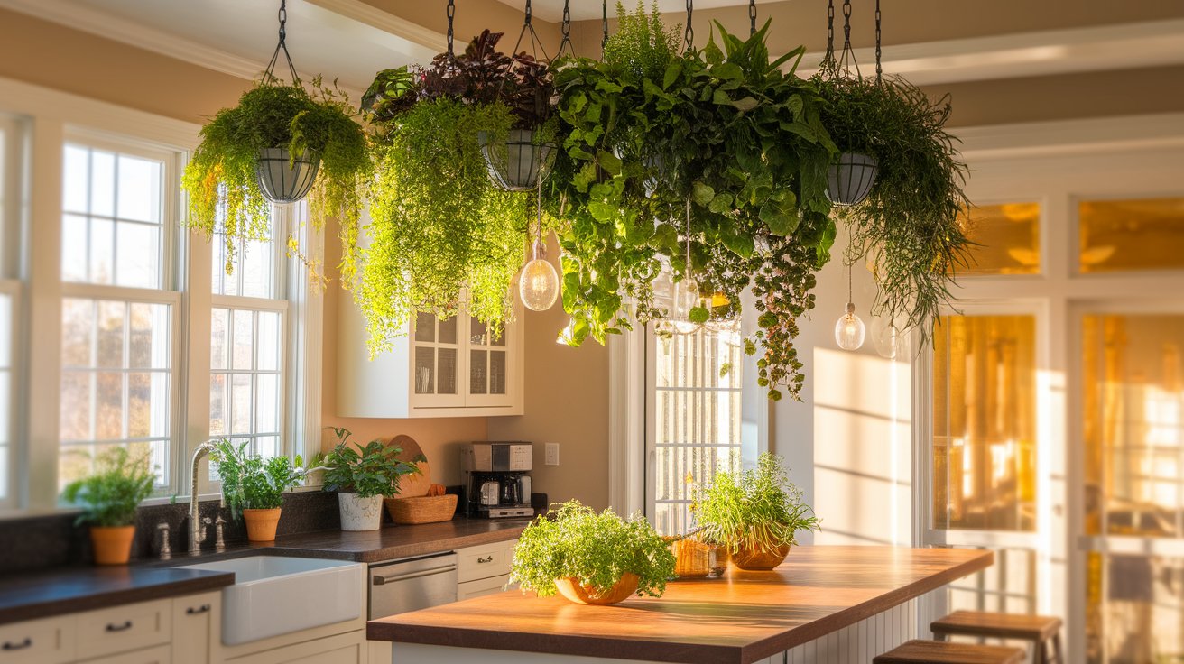 Ceiling with Hanging Plants or Green Features