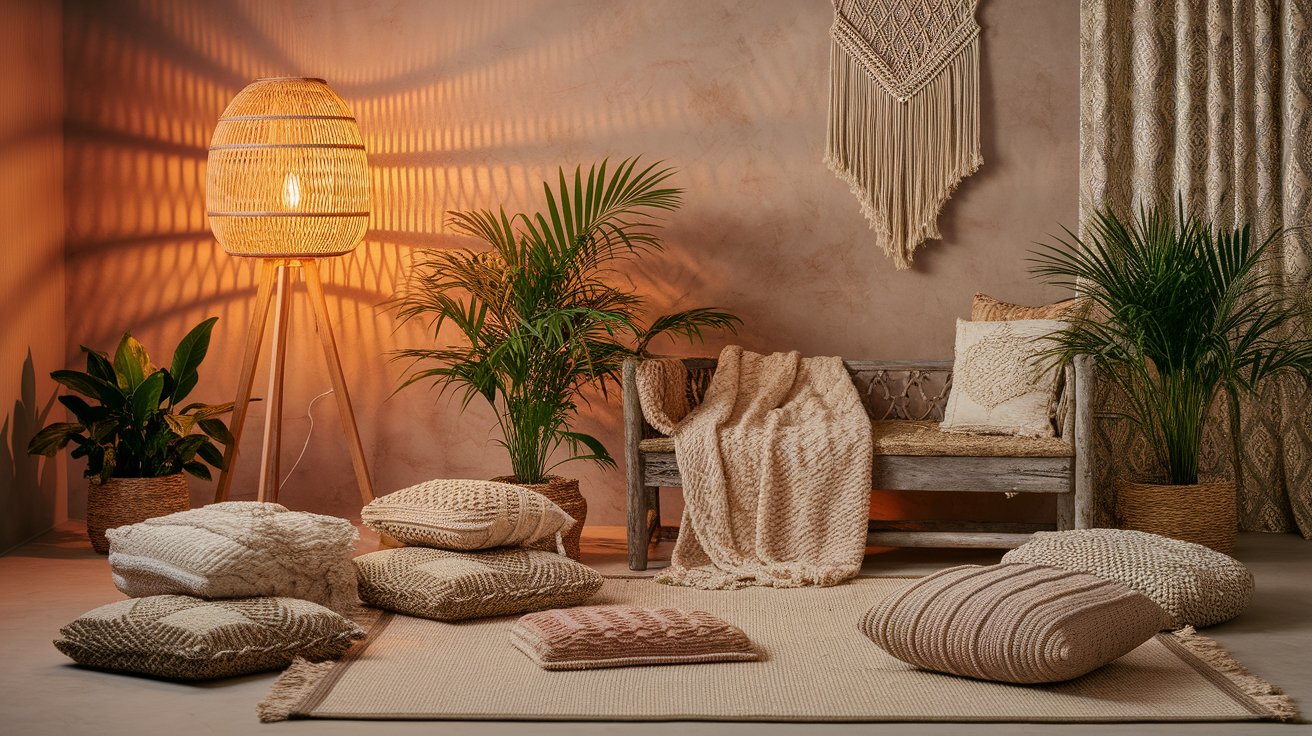 Floor Lamps with Woven Shades