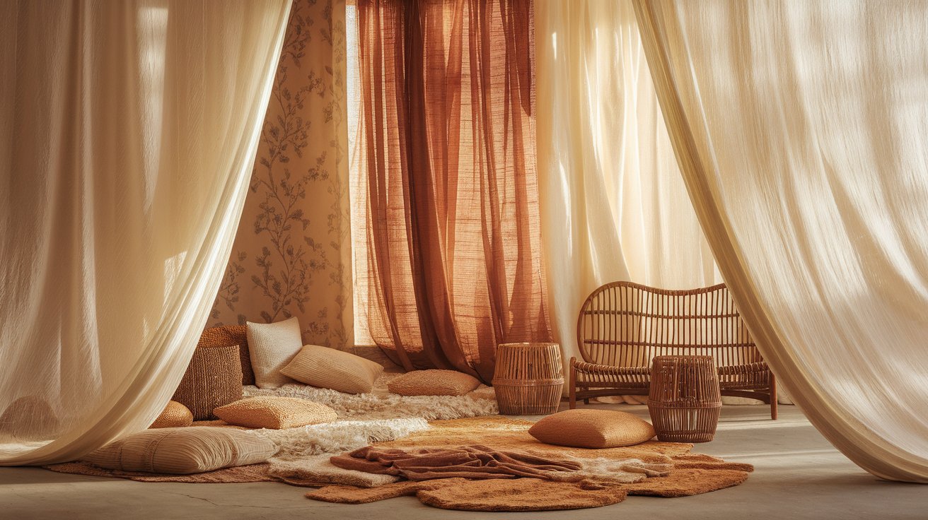 Layered Curtains in Light Fabrics