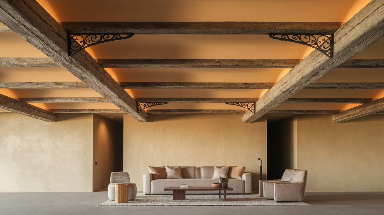 Mixed Material Ceilings (Wood + Metal + Paint)