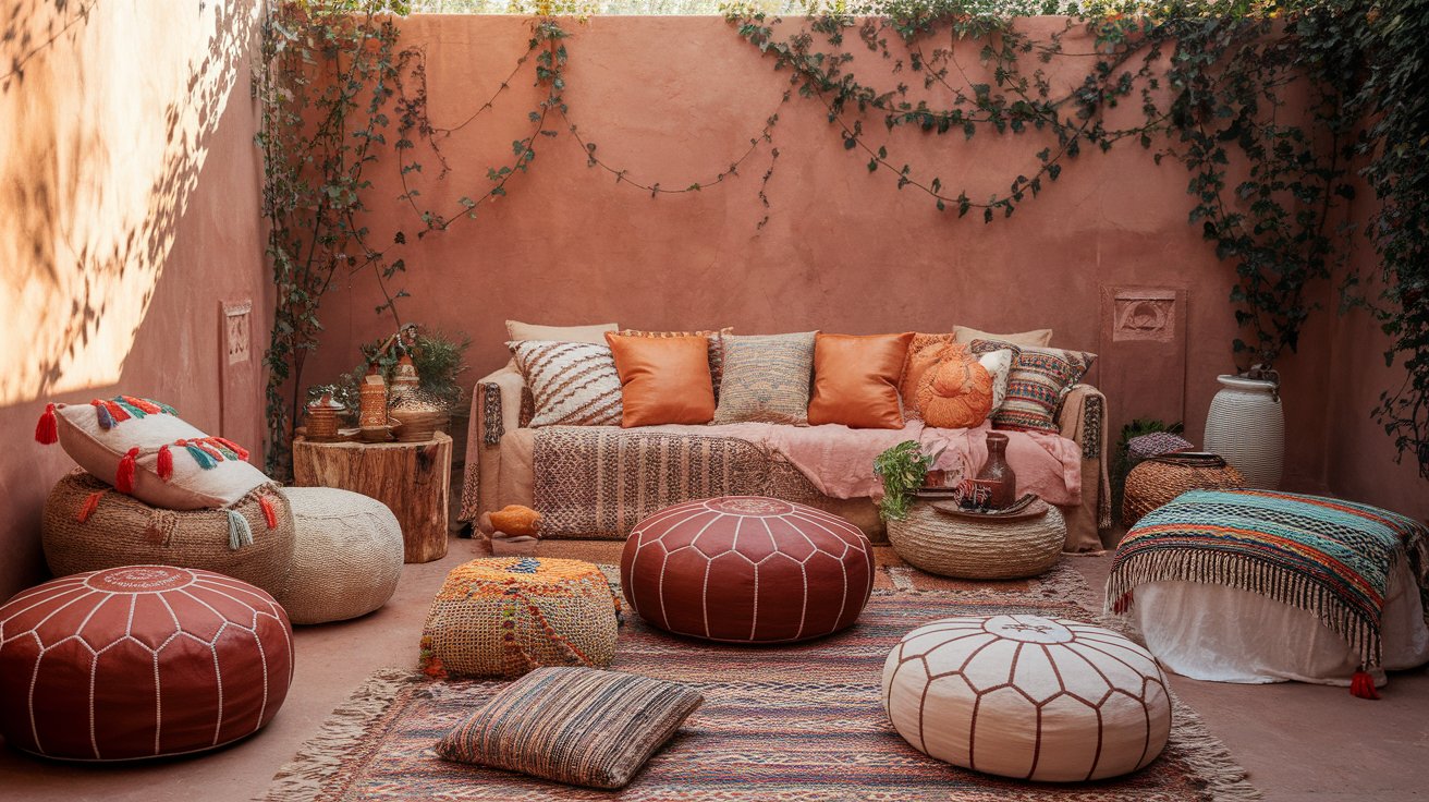 Moroccan-Style Poufs and Ottomans