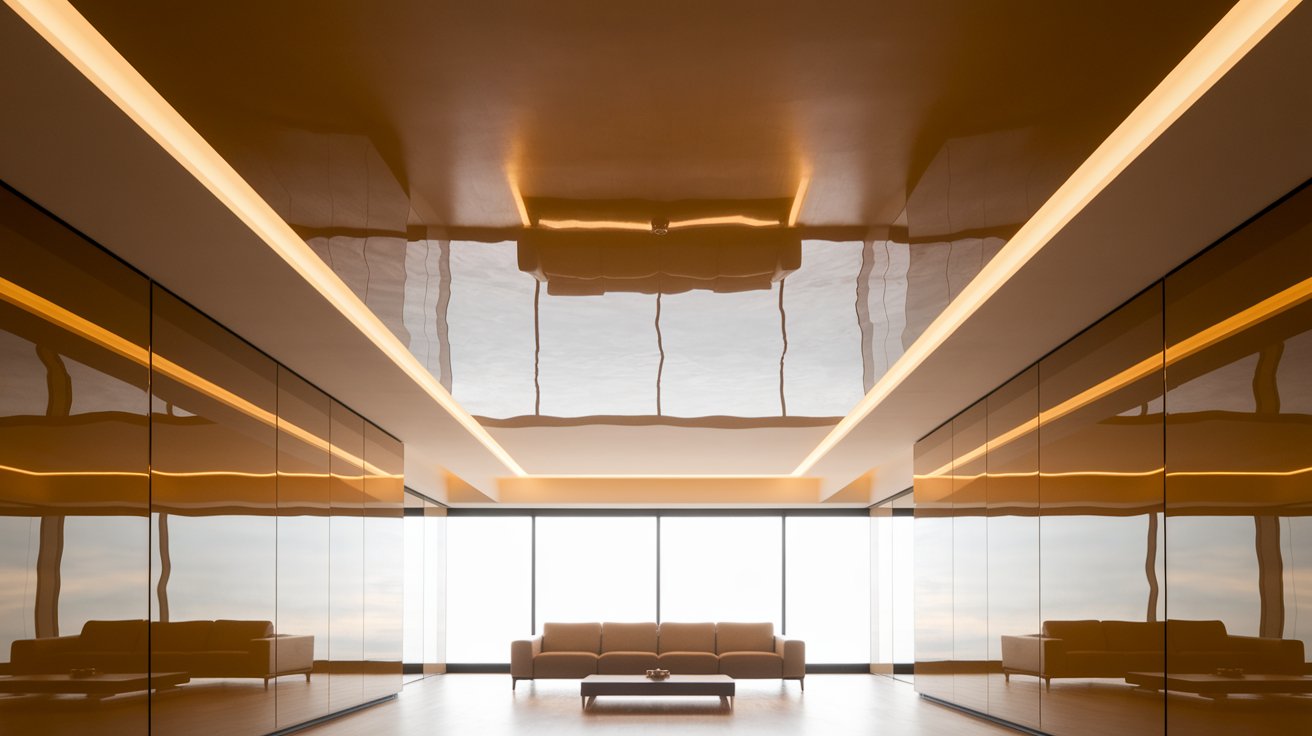 Stretch Ceilings with Glossy Finishes