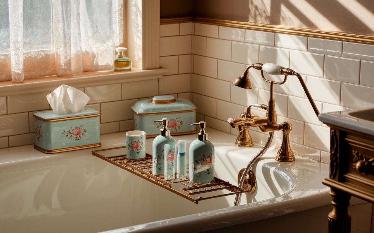 A stylish bathroom with a classic bathtub and a contemporary sink, accented by soft lighting and elegant fixtures.