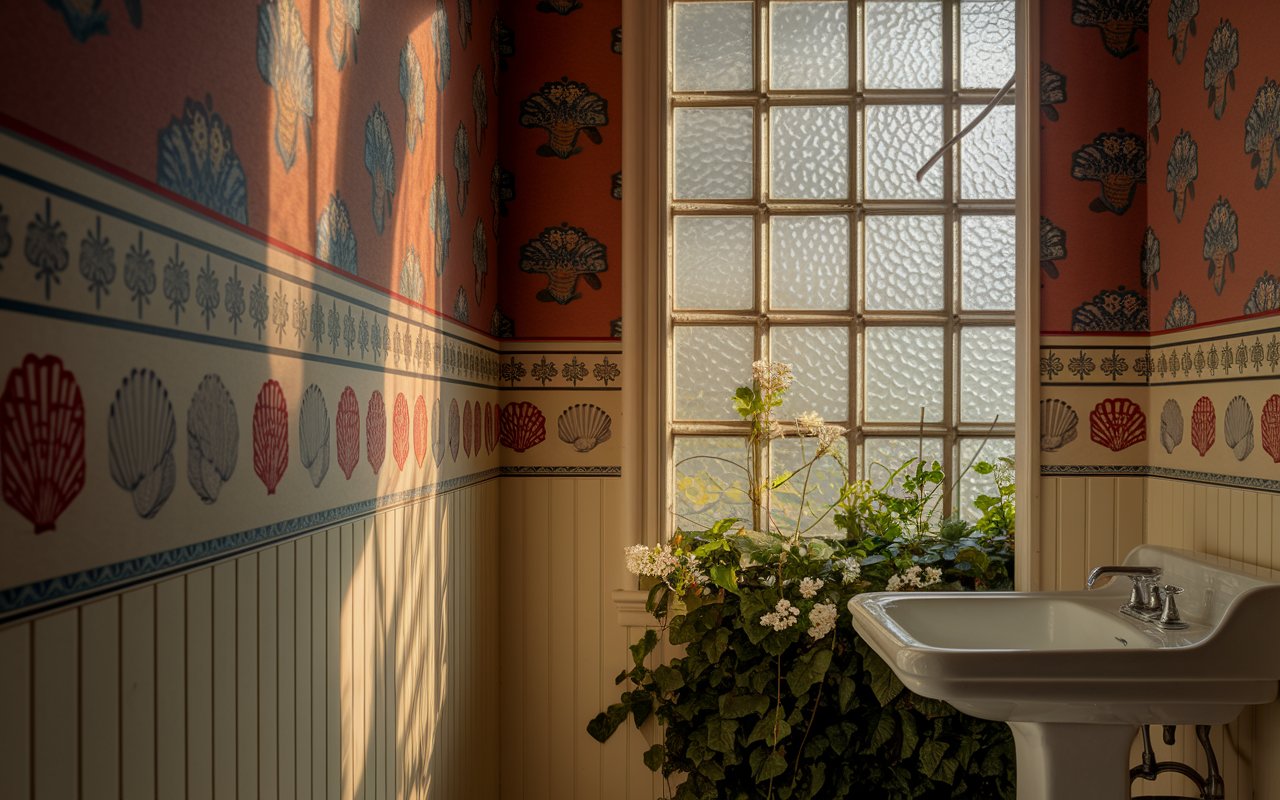  A clean bathroom scene showcasing a sink beneath a window, enhancing the room's airy feel.