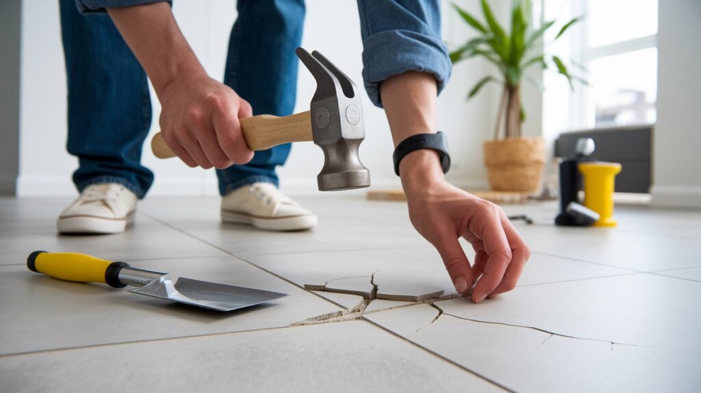 fixing floor tiles