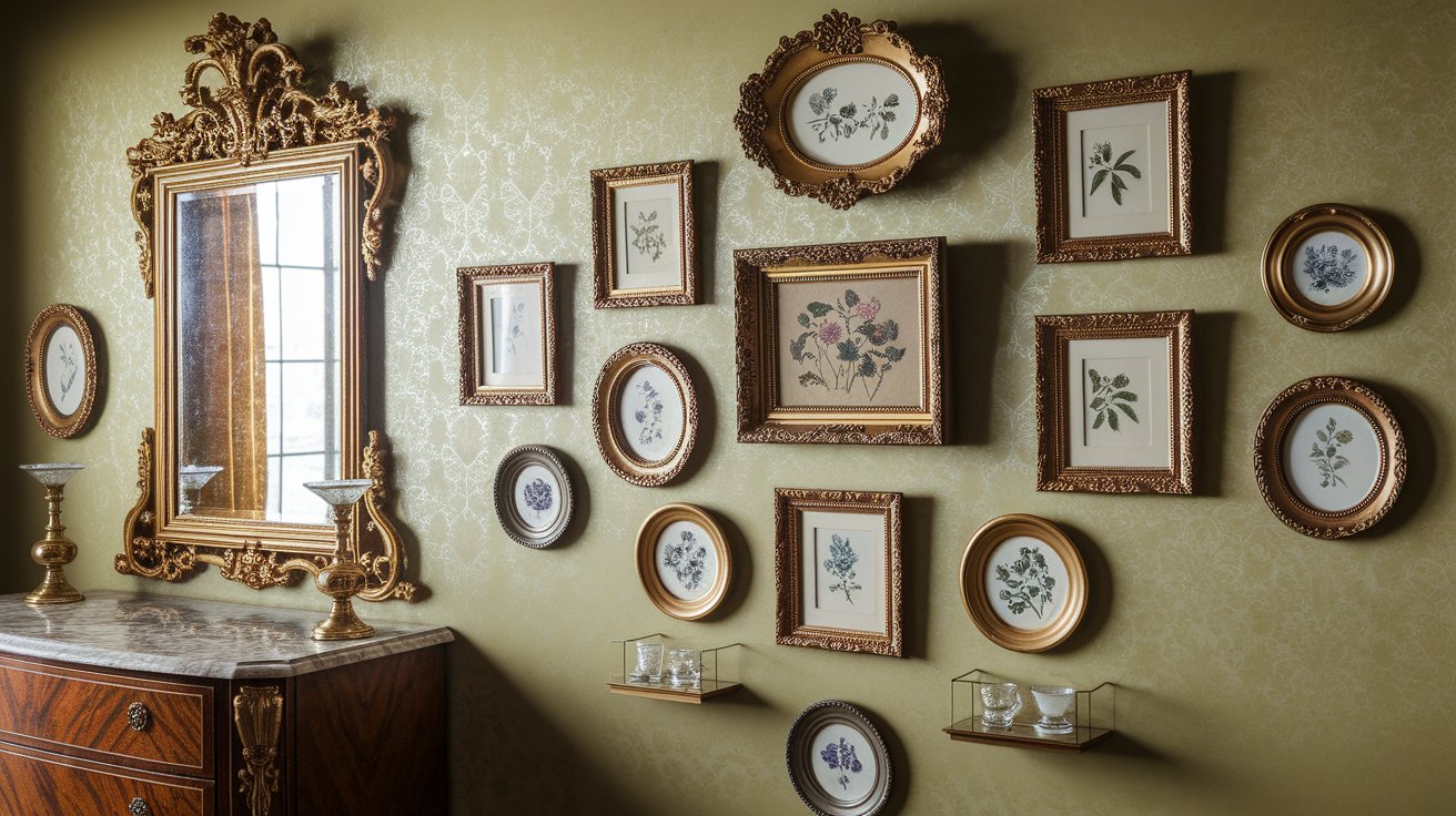 A room featuring numerous framed pictures displayed on the walls, creating a gallery-like atmosphere.