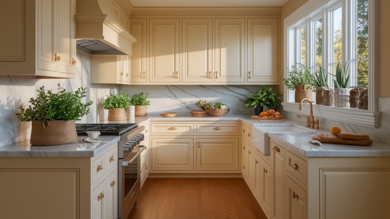A modern kitchen featuring white cabinets and a stove, creating a bright and clean cooking space.
