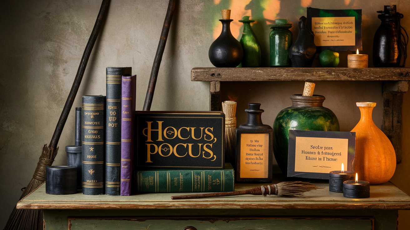 Display of the "Hocus Focus" book, showcasing its cover and surrounding books in a well-organized arrangement.