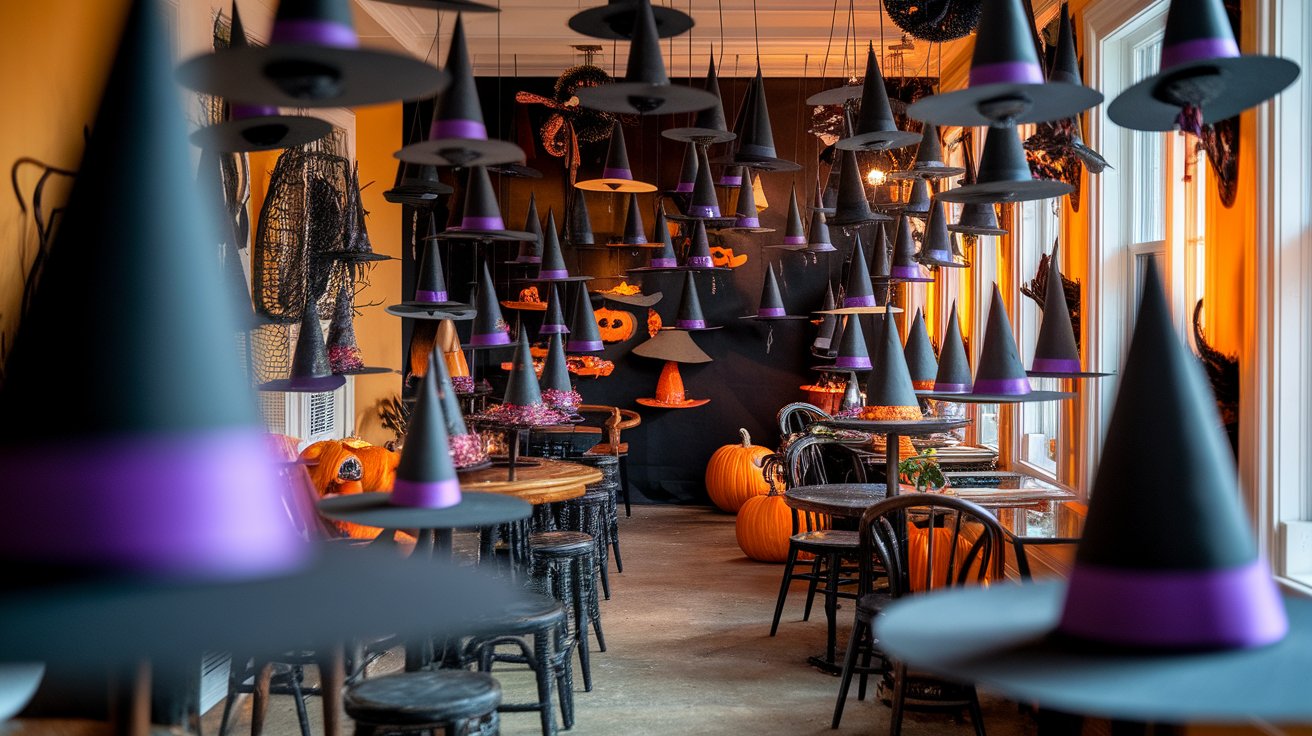 A collection of creative Halloween party decor ideas featuring spooky themes, pumpkins, and festive decorations.