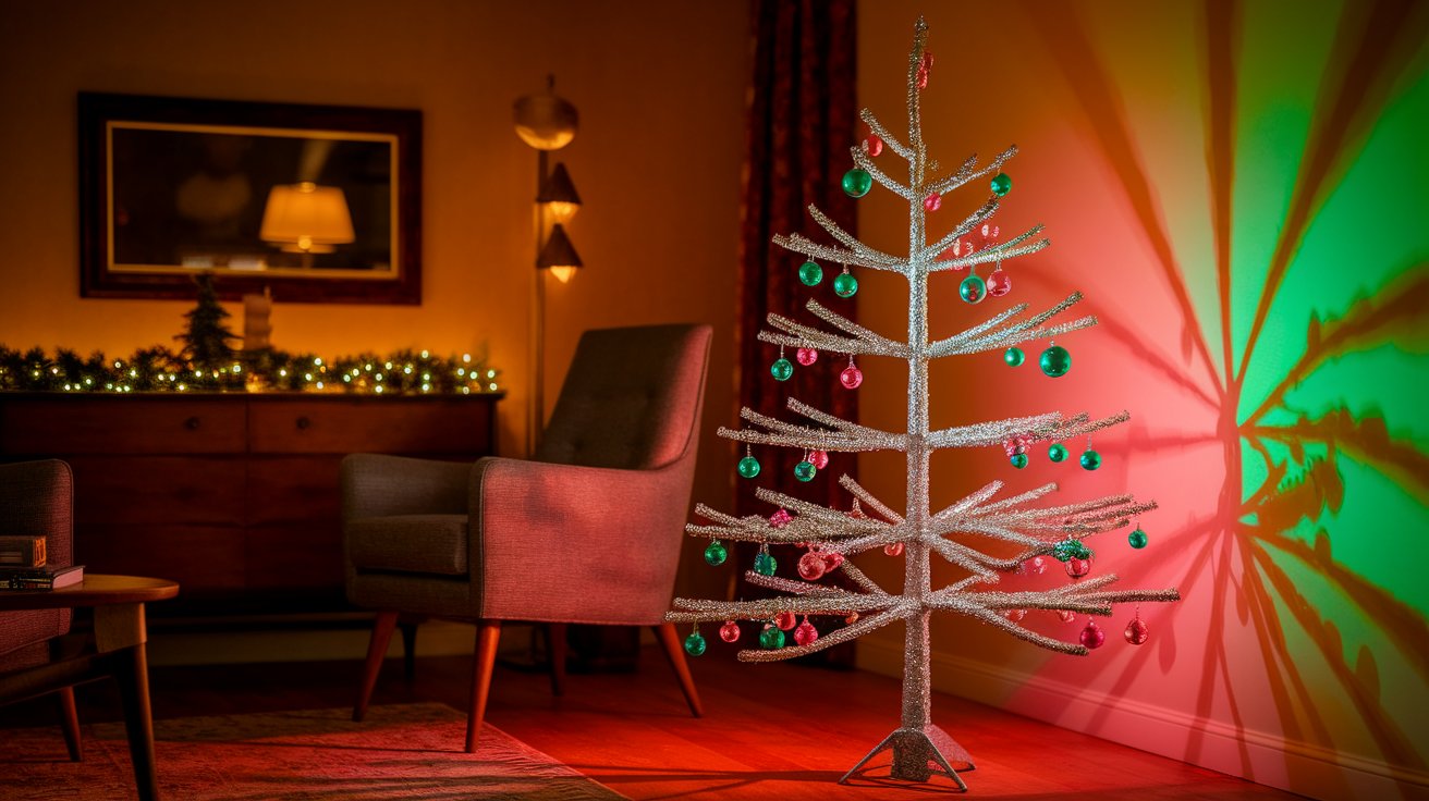 A beautifully decorated Christmas tree with lights and ornaments stands in a cozy living room.
