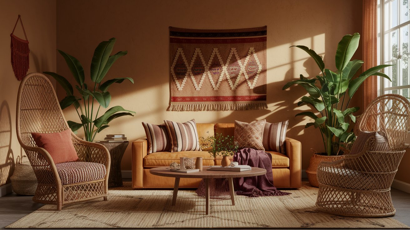  A modern living room showcasing a couch, a chair, and a plush rug, designed for relaxation and comfort.