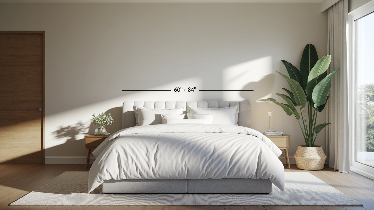 A cozy bedroom featuring a white bed and a large window allowing natural light to fill the space.