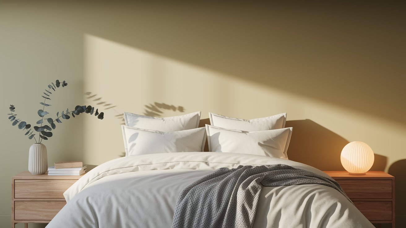 A cozy bedroom featuring a bed, a nightstand, and a window allowing natural light to enter the space.
