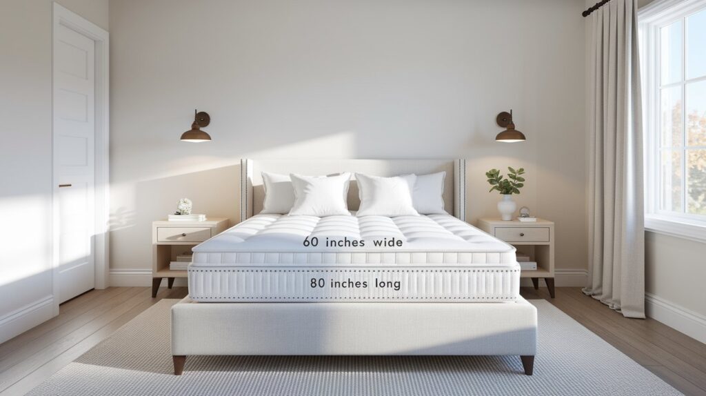 A mattress is displayed in a cozy bedroom setting, featuring soft bedding and warm lighting.