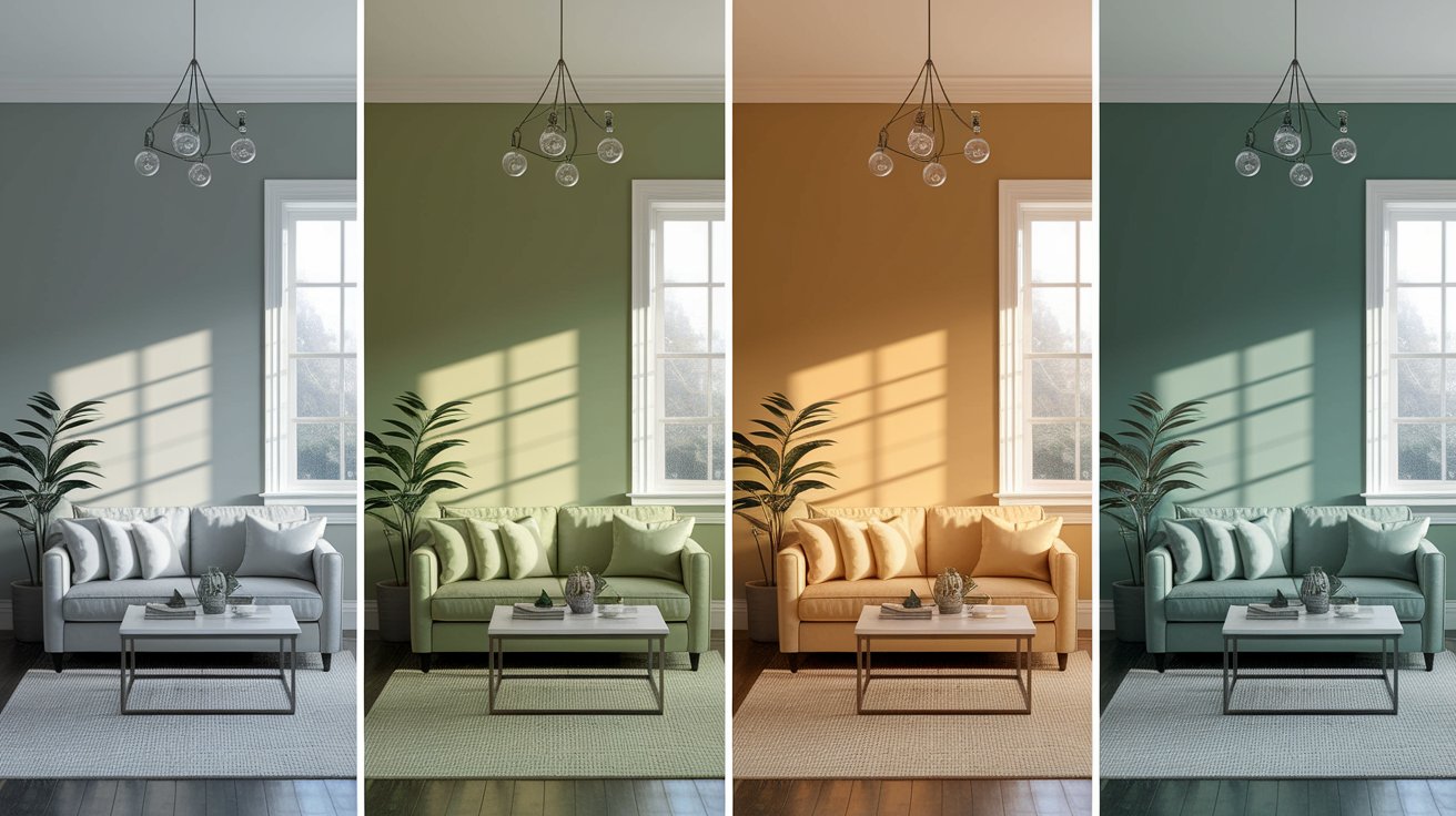Four colorful living room furniture pieces arranged together, illustrating a range of design options and styles.
