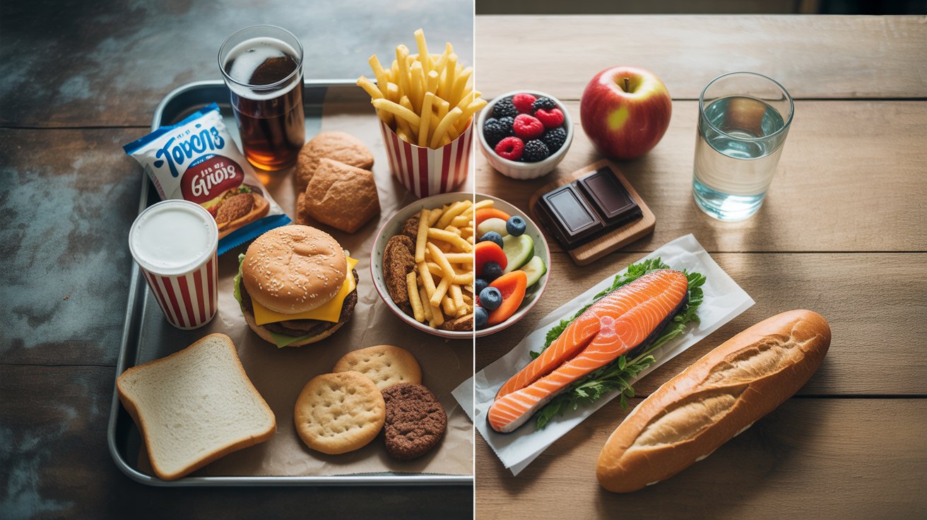 Two plates of food on a table accompanied by a glass of water.