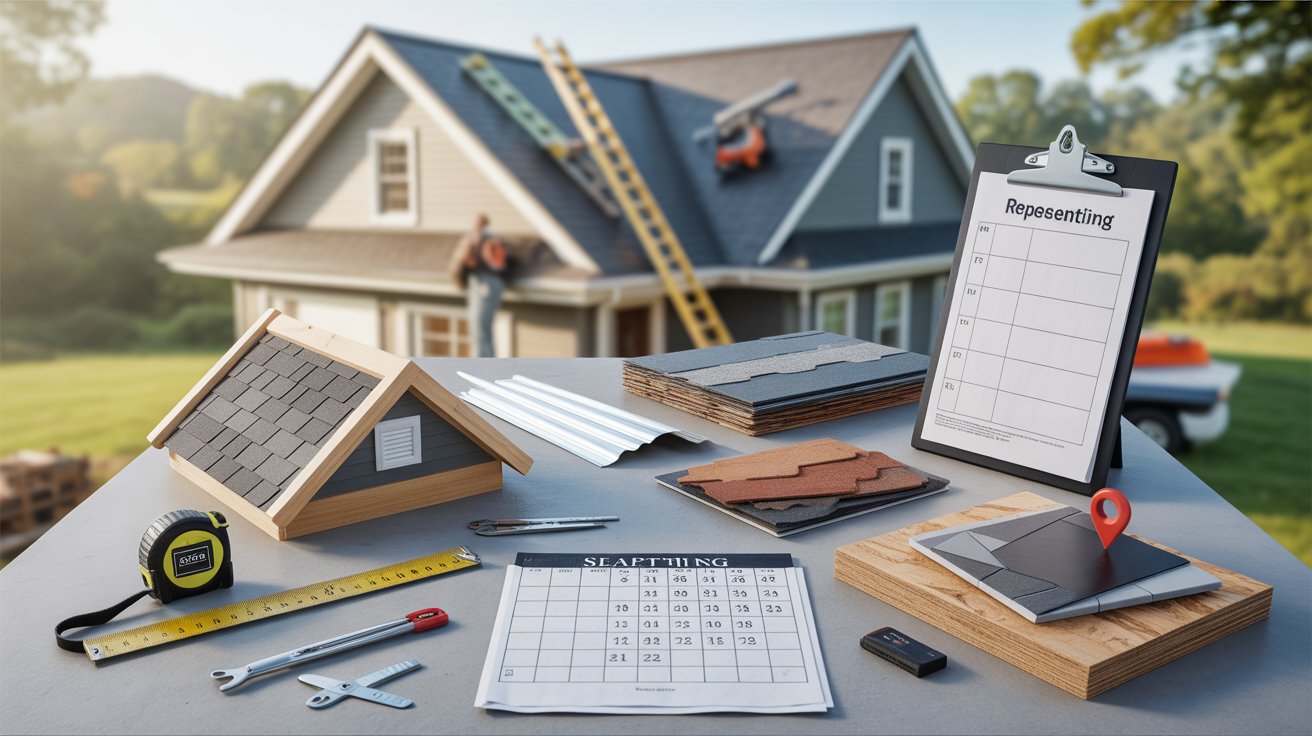 A table displaying various tools and items organized for home improvement projects.
