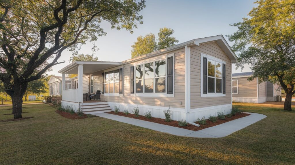 A small home featuring a welcoming porch and a spacious deck for outdoor relaxation.
