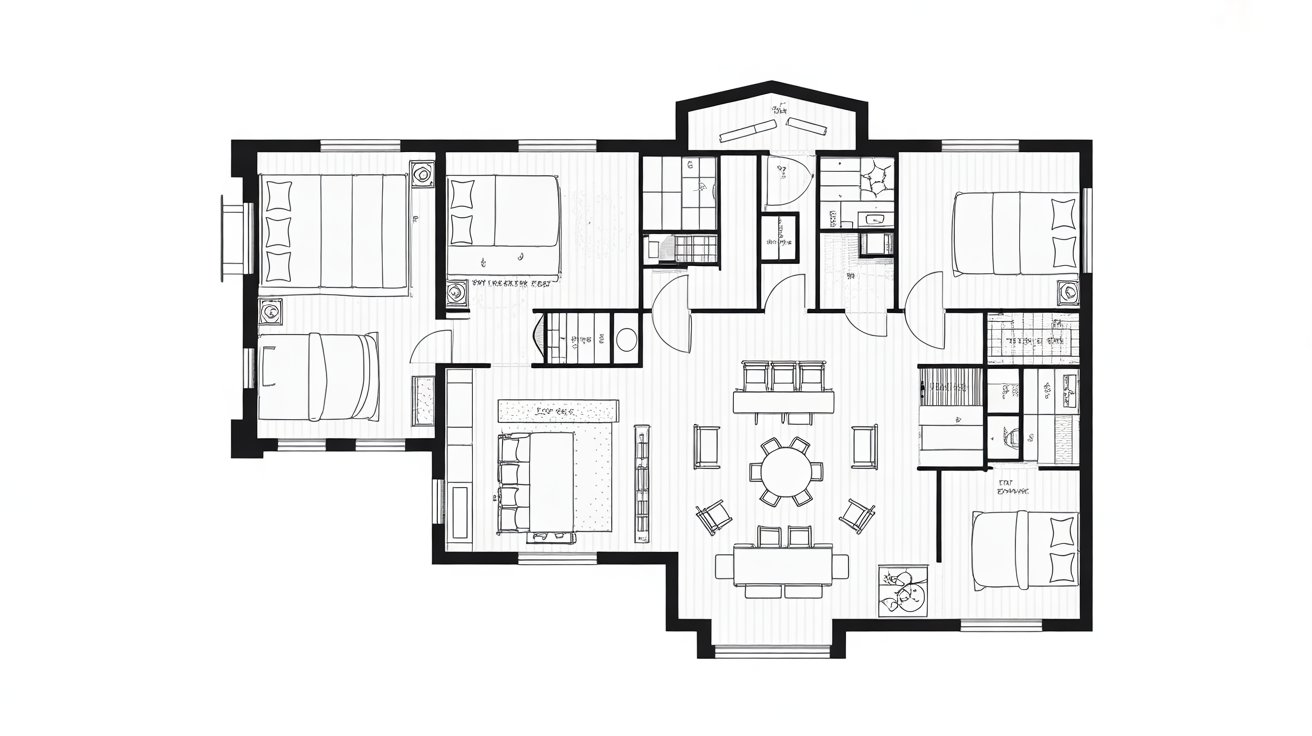 Floor plan of a two-bedroom apartment, showing room layout and dimensions for living, dining, and sleeping areas.