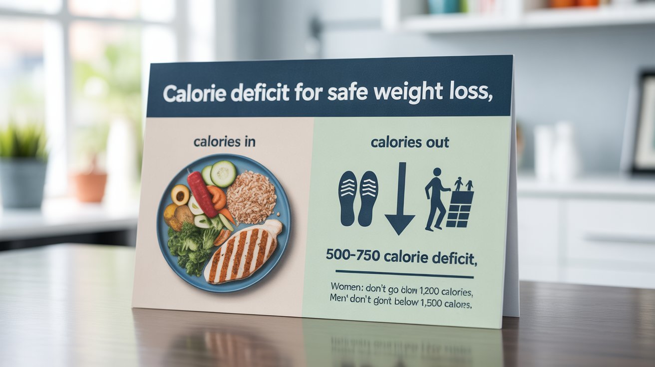 Diagram illustrating the concept of calorie deficit for achieving safe weight loss.