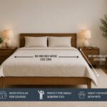 Standard queen-size bed in a modern bedroom with spacious layout and minimalist décor.