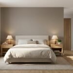 Feng shui bedroom layout with balanced furniture placement, natural light, and an uncluttered design